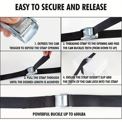 24 Lashing Straps Cargo Tie Down Strap Up To 200lbs