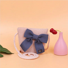 Children Straw Woven Mini Shoulder Bag Small Purse Kids Handbag