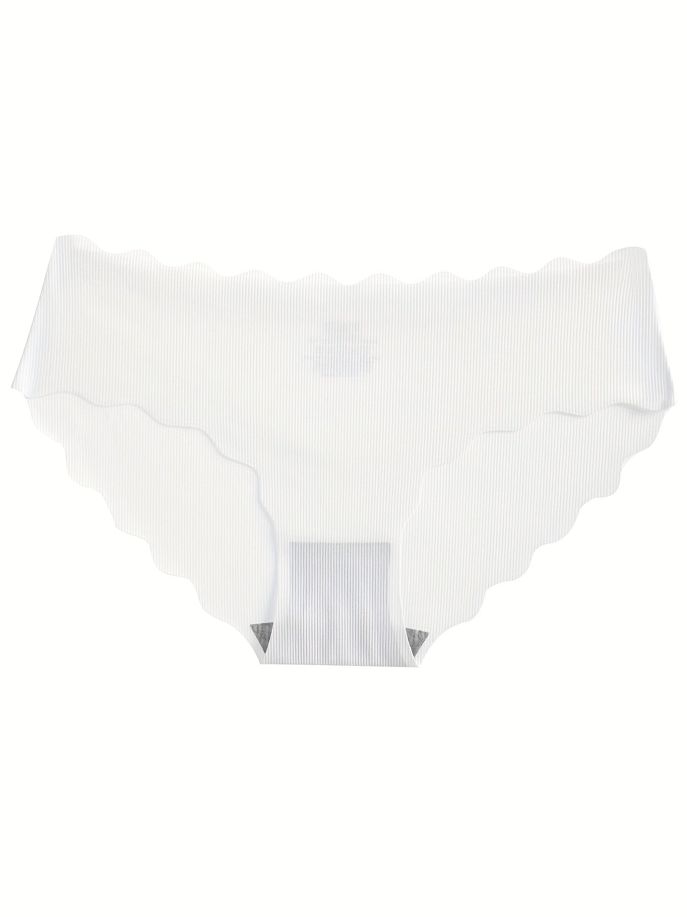 5pcs Seamless Scallop Trim Briefs Comfy Skin-friendly Panties
