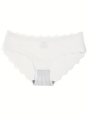 5pcs Seamless Scallop Trim Briefs Comfy Skin-friendly Panties