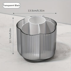 360 Rotating Pen Pencil Holder Desk Organizer 6 Slots Clear Pen Cup Home Office