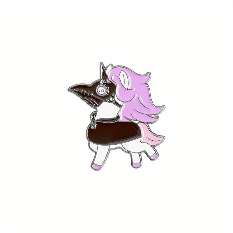 Unicorn Pattern Brooch Pink Skull Horse Collar Pin Decorative Accessories