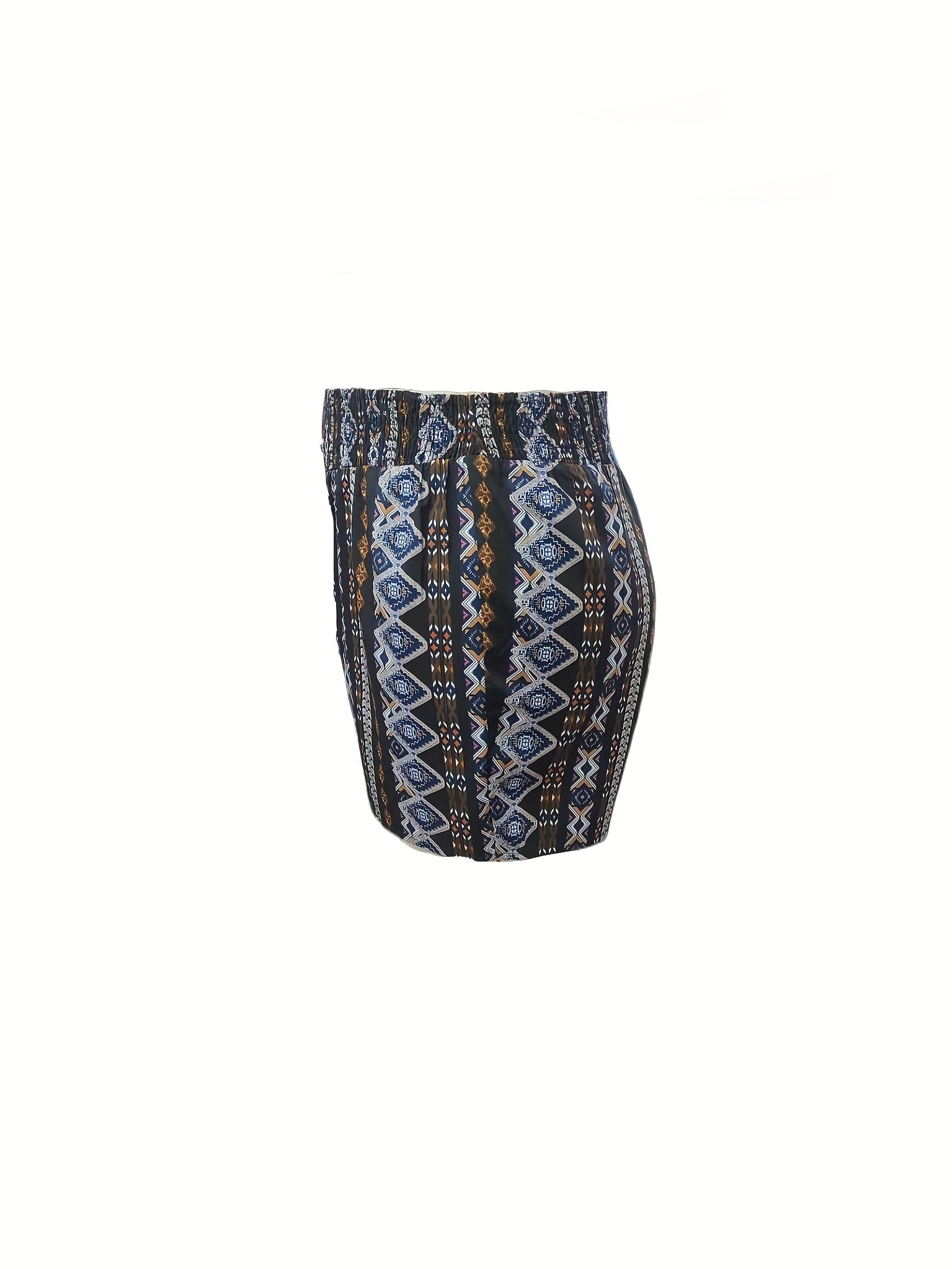 Boho Shorts Women's Plus Tribal Print Elastic Waist Wide Leg Vacay Sho
