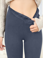 Casual Leggings Women's Plus Solid Liner Fleece Elastic High Rise High
