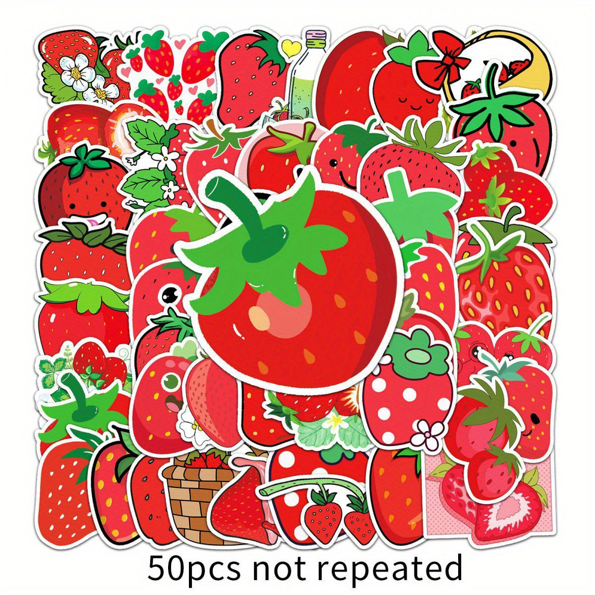 50pcs Strawberry Waterproof Stickers Water Bottles Laptop Luggage
