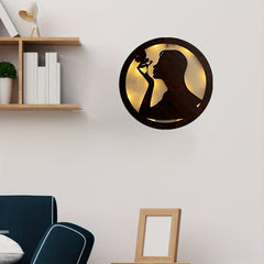 Children's Room LED Wall Clock Retro Wooden Sign Wall Sticker Hanging Lamp