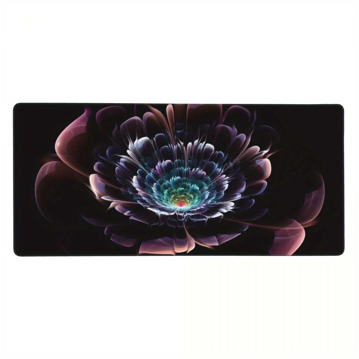 Lotus Floral Flower Textured Mouse Pad 35.4in X 15.7in Non-Slip Rubber Base