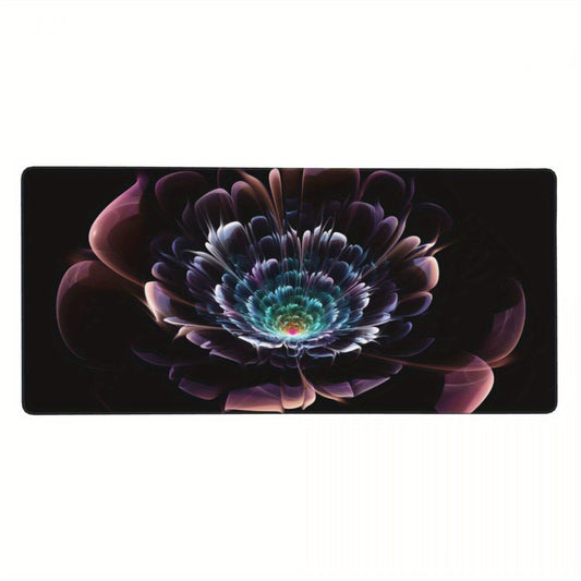 Lotus Floral Flower Textured Mouse Pad 35.4in X 15.7in Non-Slip Rubber Base