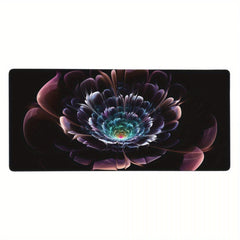 Lotus Floral Flower Textured Mouse Pad 35.4in X 15.7in Non-Slip Rubber Base