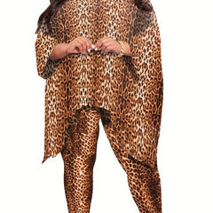 Leopard Print Bat Sleeve 2 Piece Set