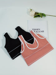 2pcs Letter Print Tank Tops V Neck Sports Top Women's Lingerie & Underwear
