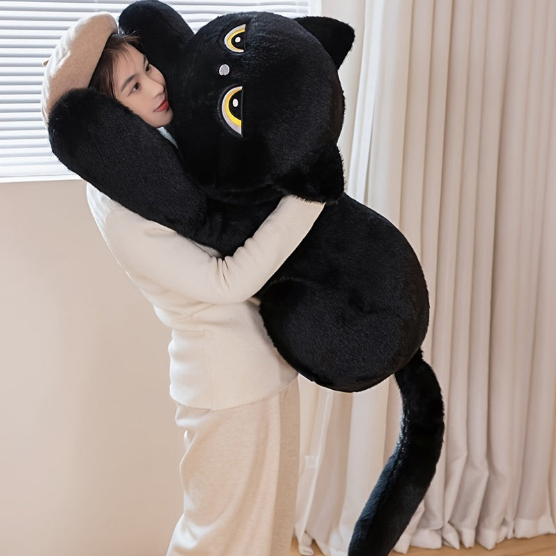 Soft Plush Cat Toy Doll Realistic Kitten with Yellow Eyes Mixed Colors 62 inch