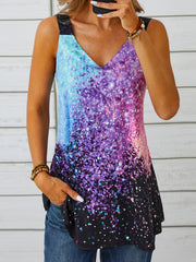 Gradient V Neck Tank Top Casual Loose Summer Stylish Tank Top