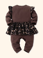 Baby Leopard Print Long Sleeve Bodysuit Infant Cotton Onesie