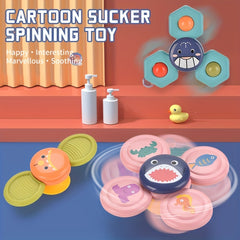 3pcs Cartoon Flower Suction Spinning Toy 0-3 Years Old Baby Teether Bath Toys