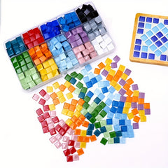 300pcs Crystal Mosaic Glass Tiles DIY Program Sq Cube Pieces Family KIDS
