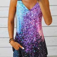 Gradient V Neck Tank Top Casual Loose Summer Stylish Tank Top