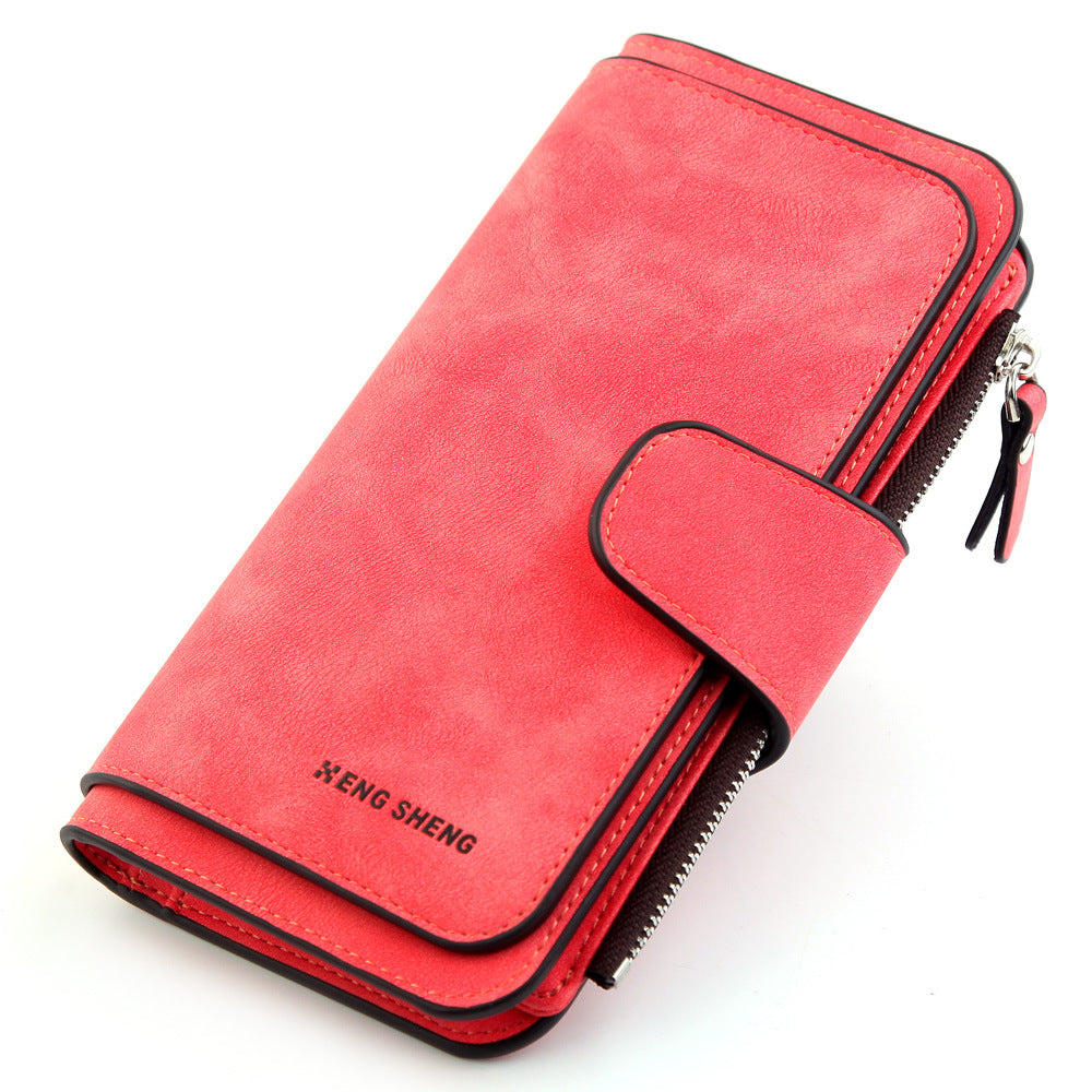 Women's Long Wallet with Card Slots & Zipper Pocket