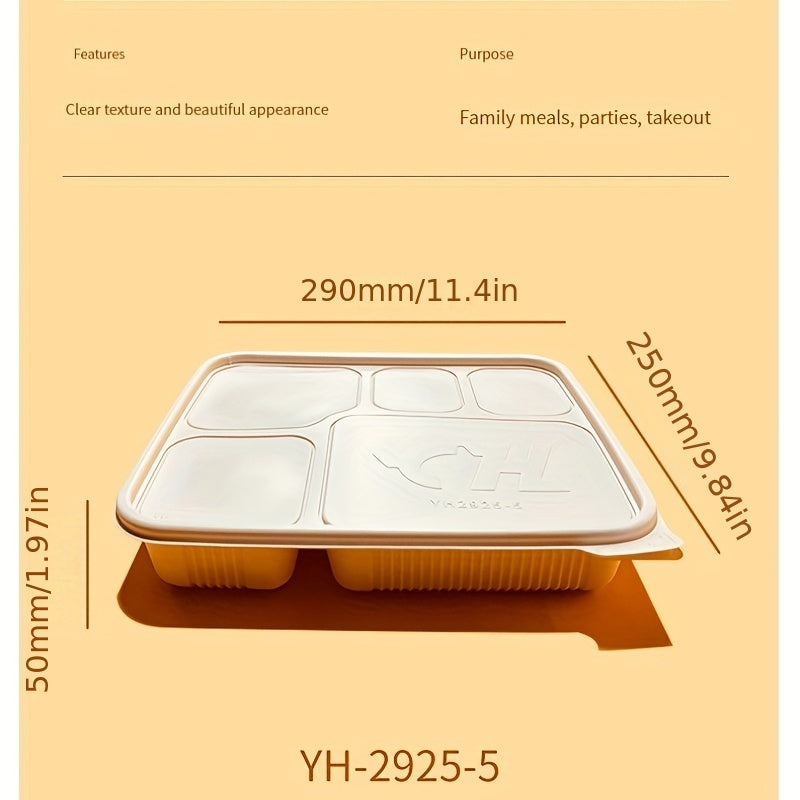 10pcs 1500ml Disposable Square Fast Food Lunch Box Biodegradable