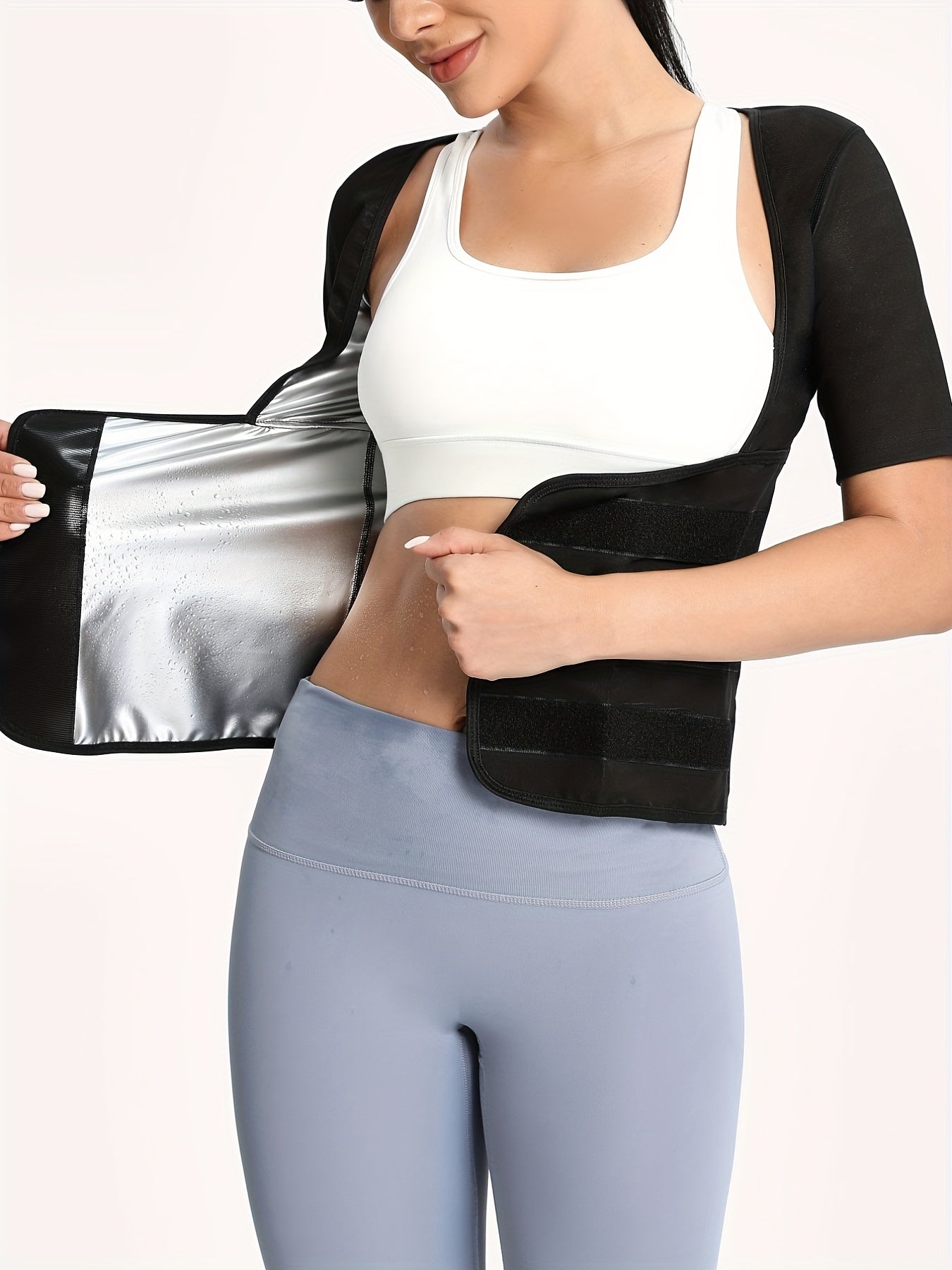 Open Bust Shaping Tops Waist Trainer Tummy Control Slimmer Short Sleeve