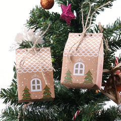 House Shape Christmas Paper Boxes Candy Gift Boxes Food Cookie Packing Bag