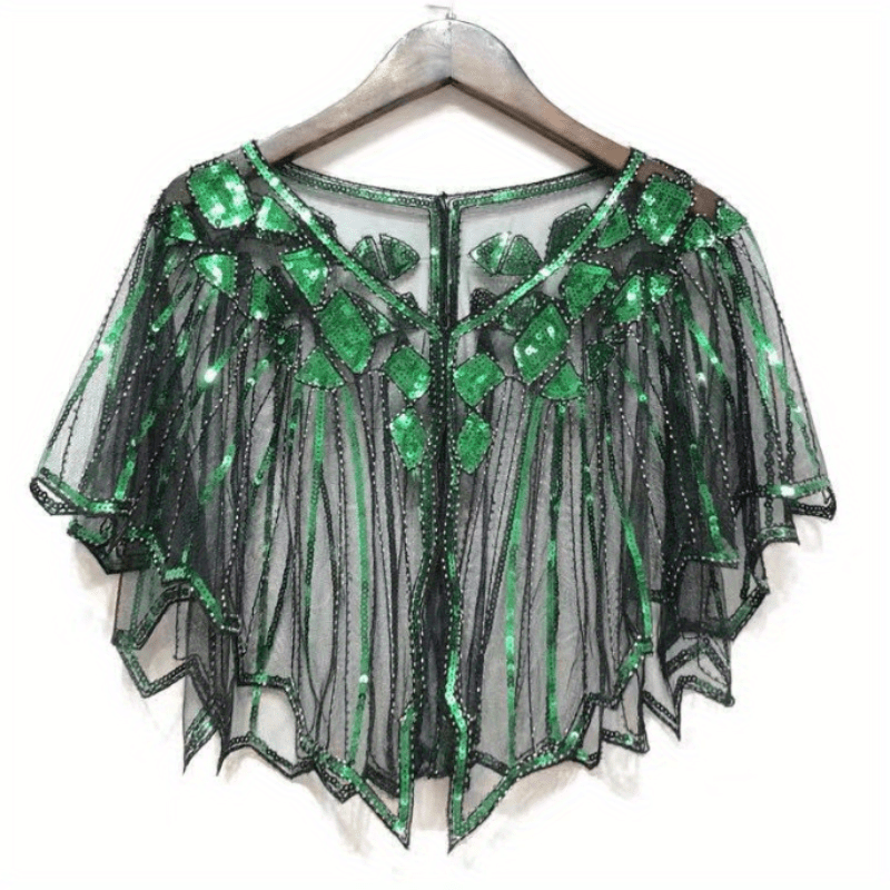 Women's Sequins Cape Vintage Embroidery Evening Party Shawl