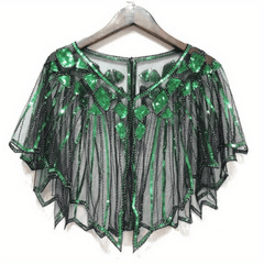 Women's Sequins Cape Vintage Embroidery Evening Party Shawl