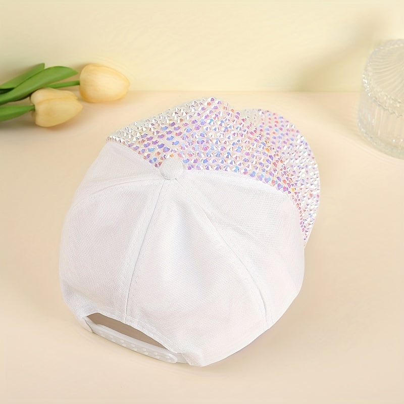 Rhinestone Baseball Cap Adjustable Sun Hats for Women