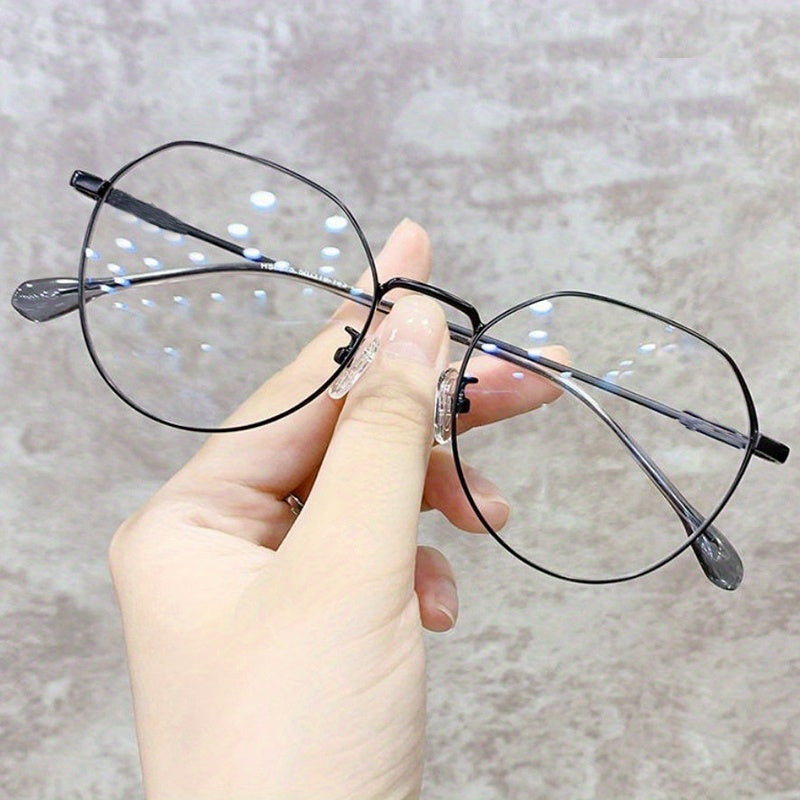 Round Anti Light Glasses Casual Metal Spectacles Frame