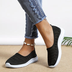 Women's Breathable Mesh Knit Shoes Slip On Sneakers Comfortable Lightweight