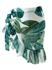 Random Print Ruffle Cover Up Skirt Semi Sheer Wrap
