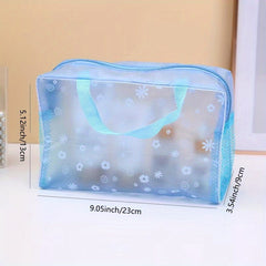 Floral Print Makeup Pouch Zipper Portable Cosmetic Bag