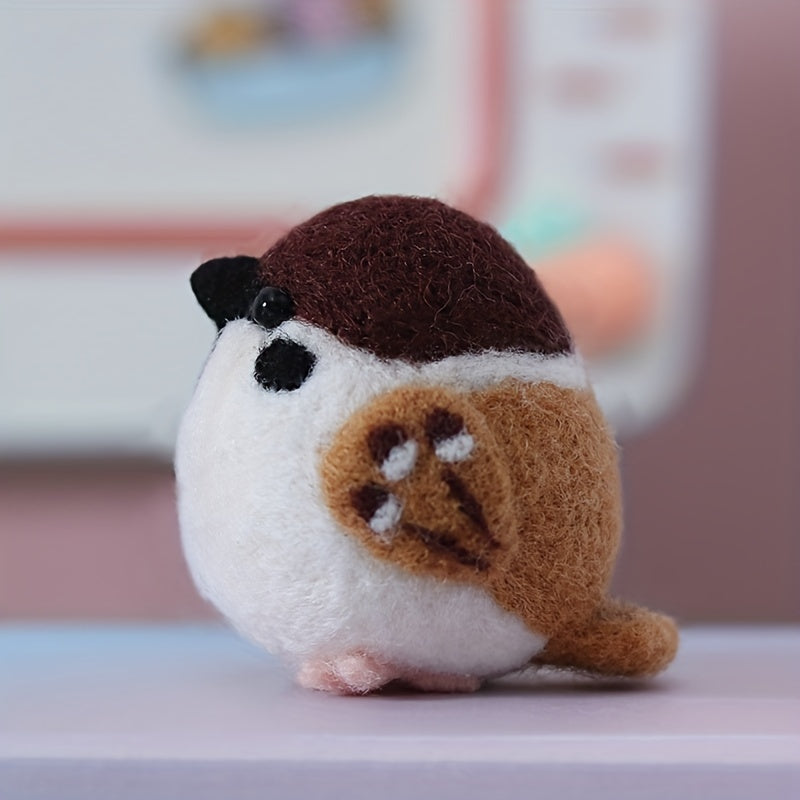 Bird Sparrow Needle Felting Kits for Beginners DIY Wool Felt Animal Crafting Set