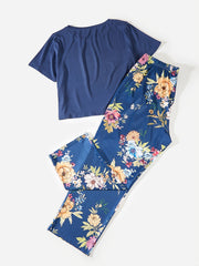 Short Tee & Floral Print Pant Pajama Set