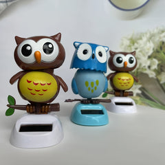 Solar Swing Owl Moving Head Doll Car Ornament Cartoon Gift Toy