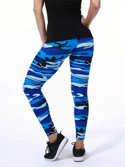 High Rise Camo Leggings Medium Stretch Skinny Fitness