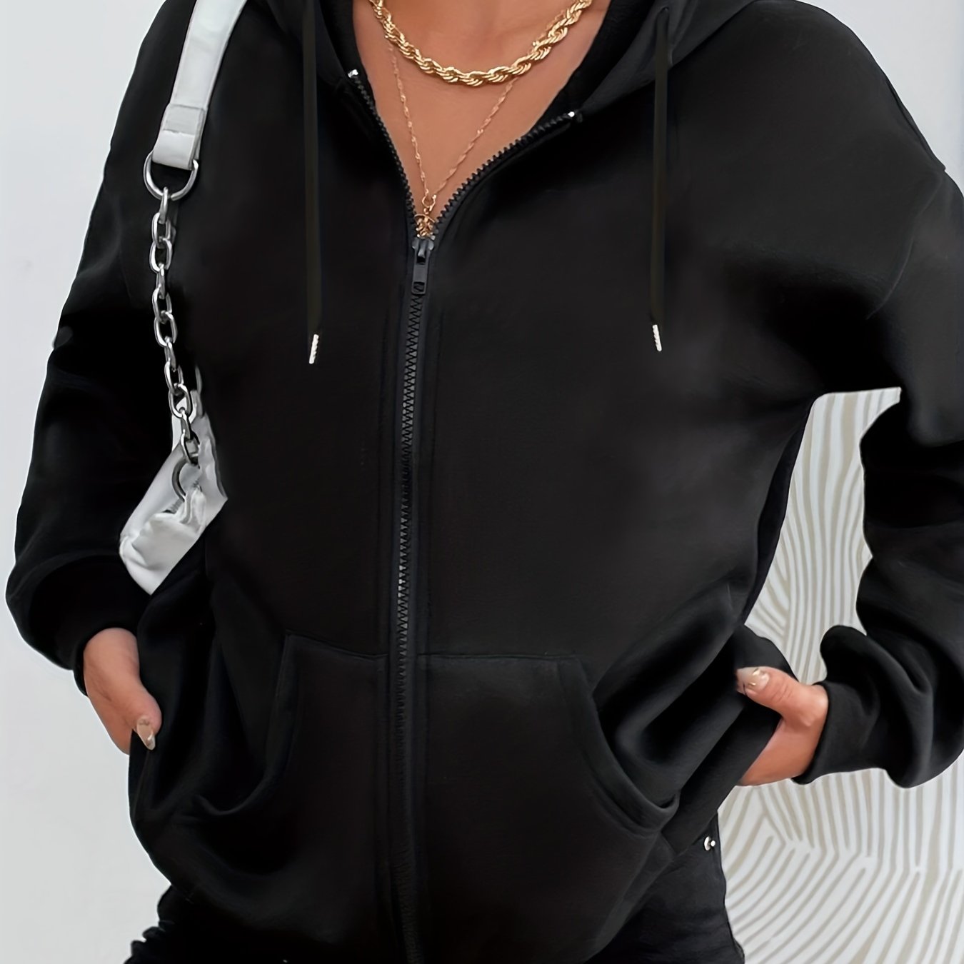 Women's Retro Hooded Zipper Sweatshirt with Pockets