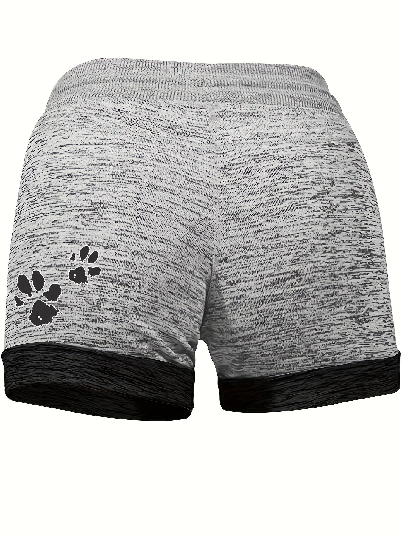 Dog Paw & Letter Print Drawstring Shorts with Pockets