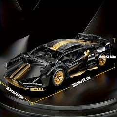 1300pcs Golden Sports Car Model Kit with Golden Accents