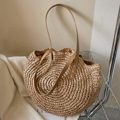 Summer Straw Shoulder Bag Minimalist Woven Storage Handbag