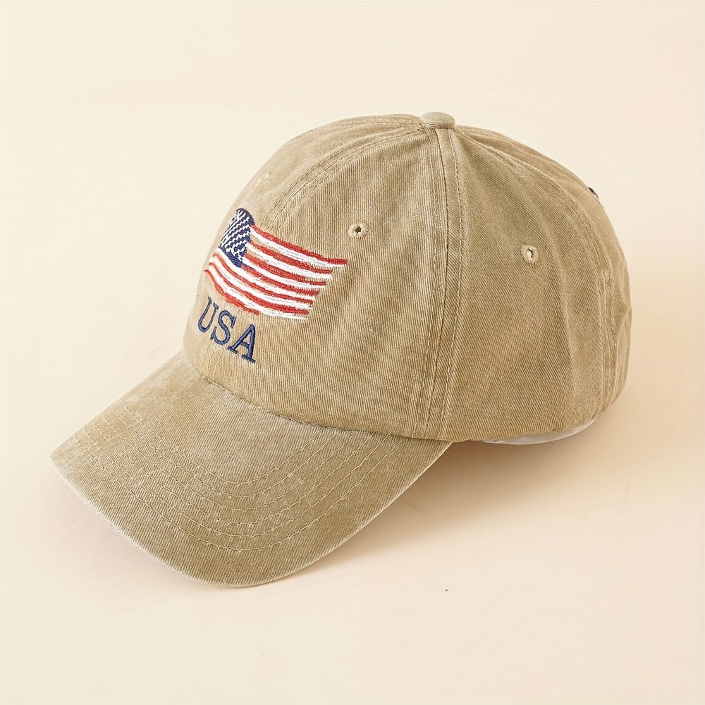 American Flag Embroidery Curved Brim Dad Hat Unisex Adjustable Sun Hats