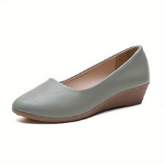 Women's Pointed Toe Wedge Slip-On Soft Leather Shoes