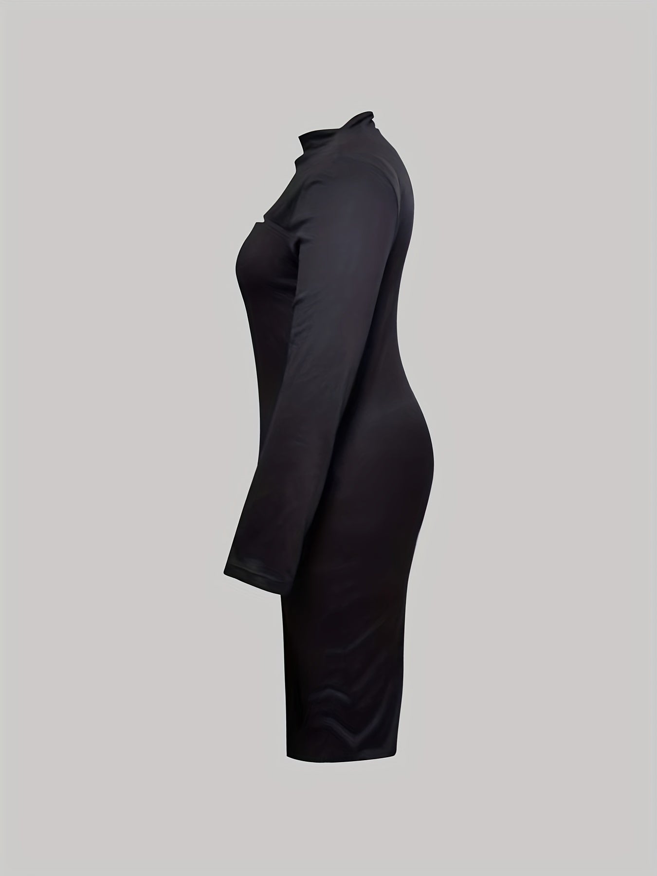 Women's Plus Solid Keyhole Long Sleeve Bodycon Dress