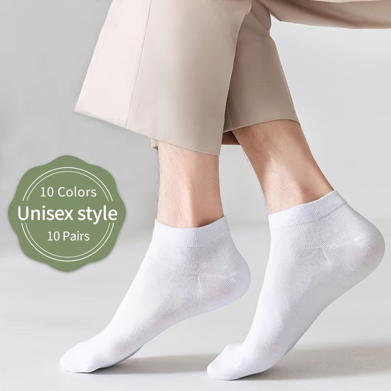 10 Pairs Solid Crew Short Socks Women's Stockings