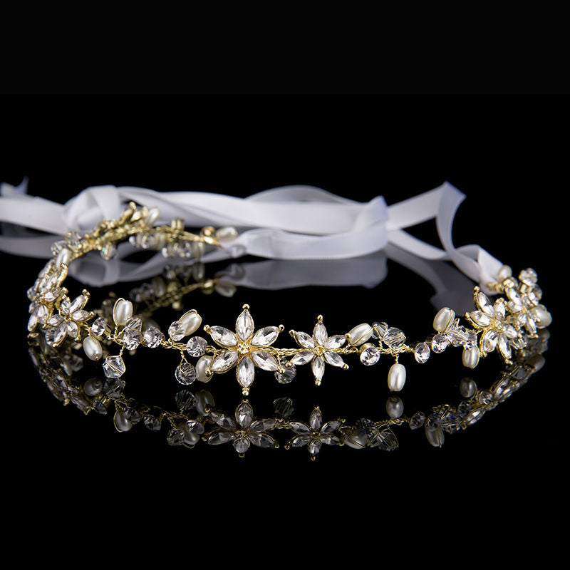 Golden Wedding Flower Headpiece for Bride Girls