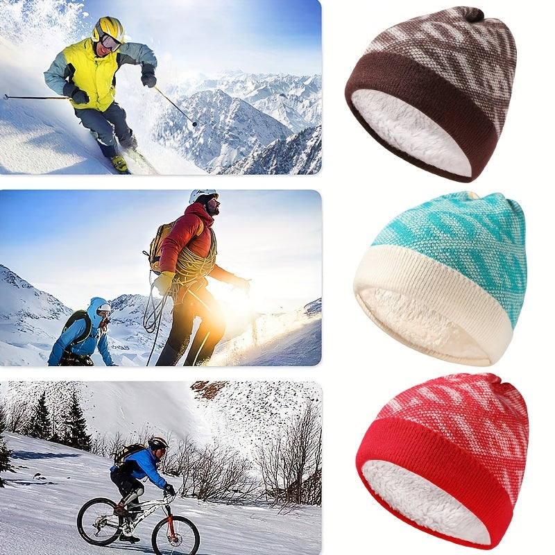 Men's Winter Warm Hat Letter Pattern Beanie Hat Coldproof Knitted Hat