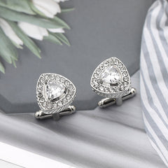 Men's Triangle Cufflinks with Artificial Diamonds