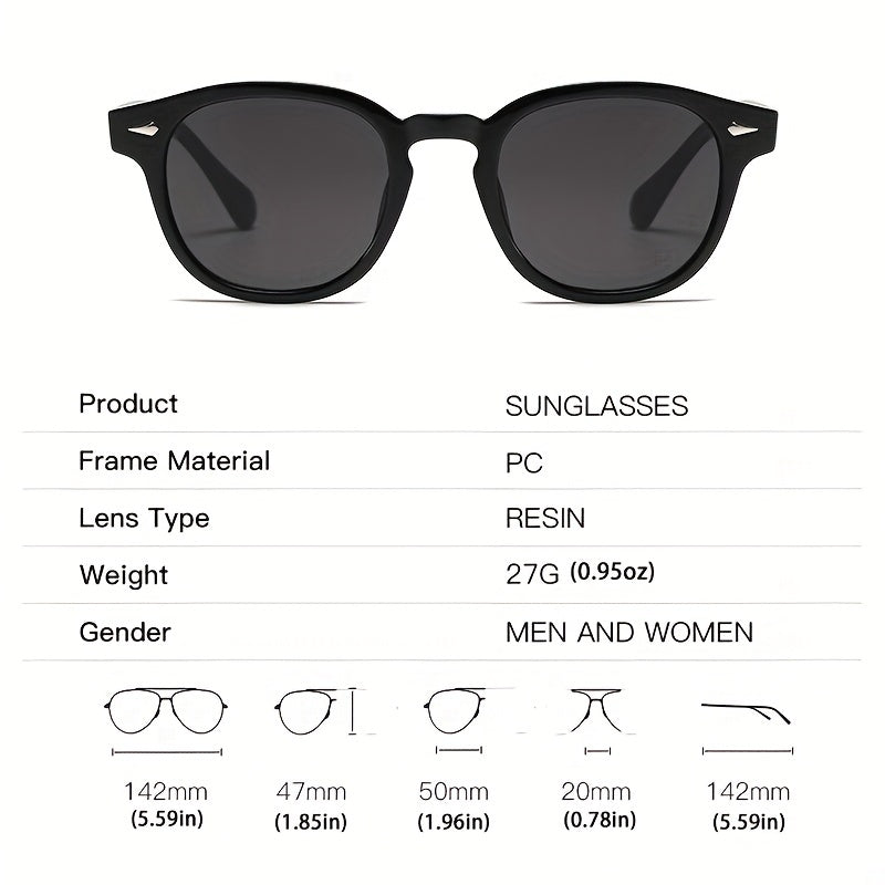Men's Vintage Rivet Round Frame Sunglasses UV Protection