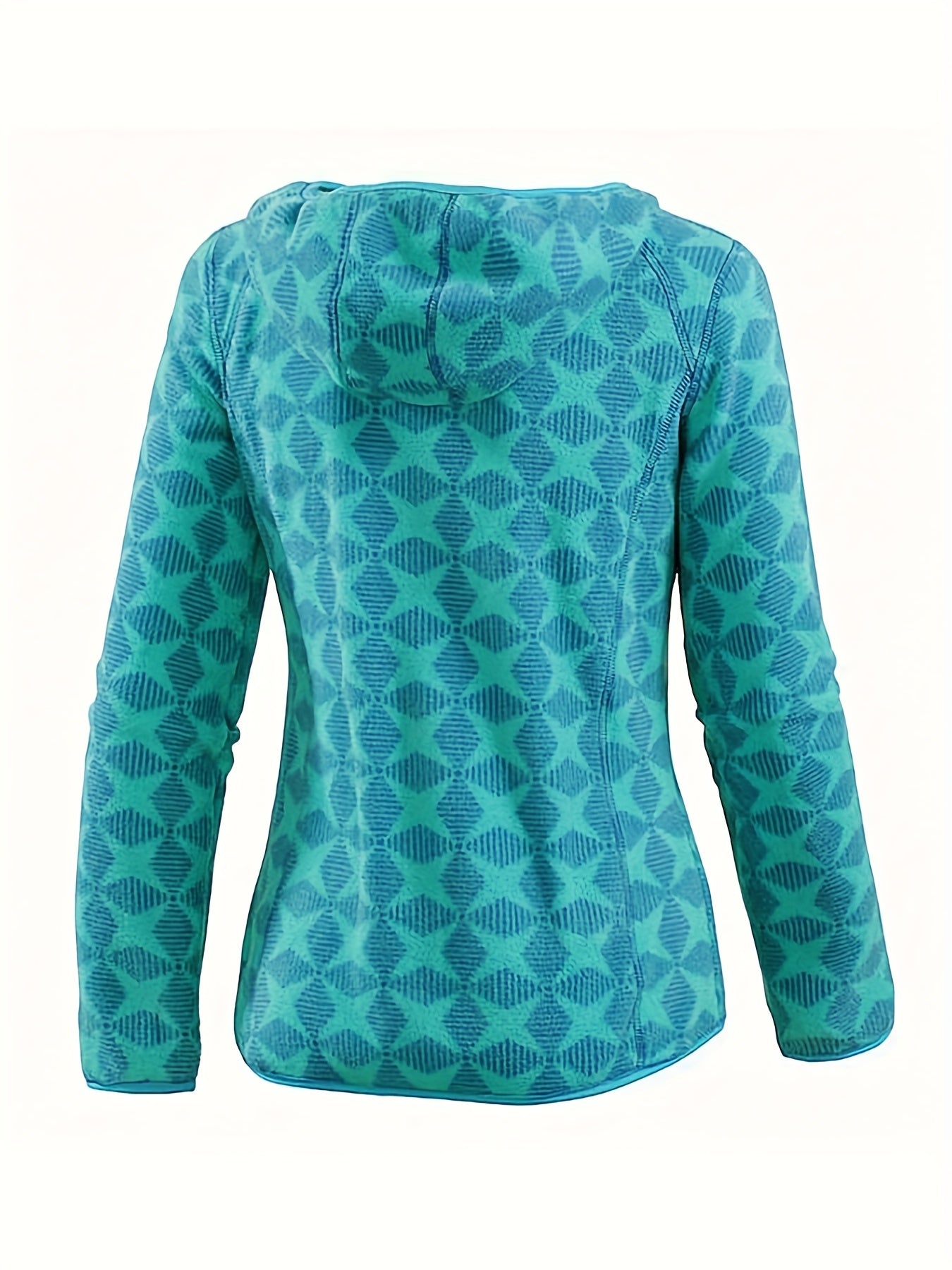 Women's Outdoor Print Fleece Hooded Jacket Zipper Up