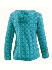 Women's Outdoor Print Fleece Hooded Jacket Zipper Up